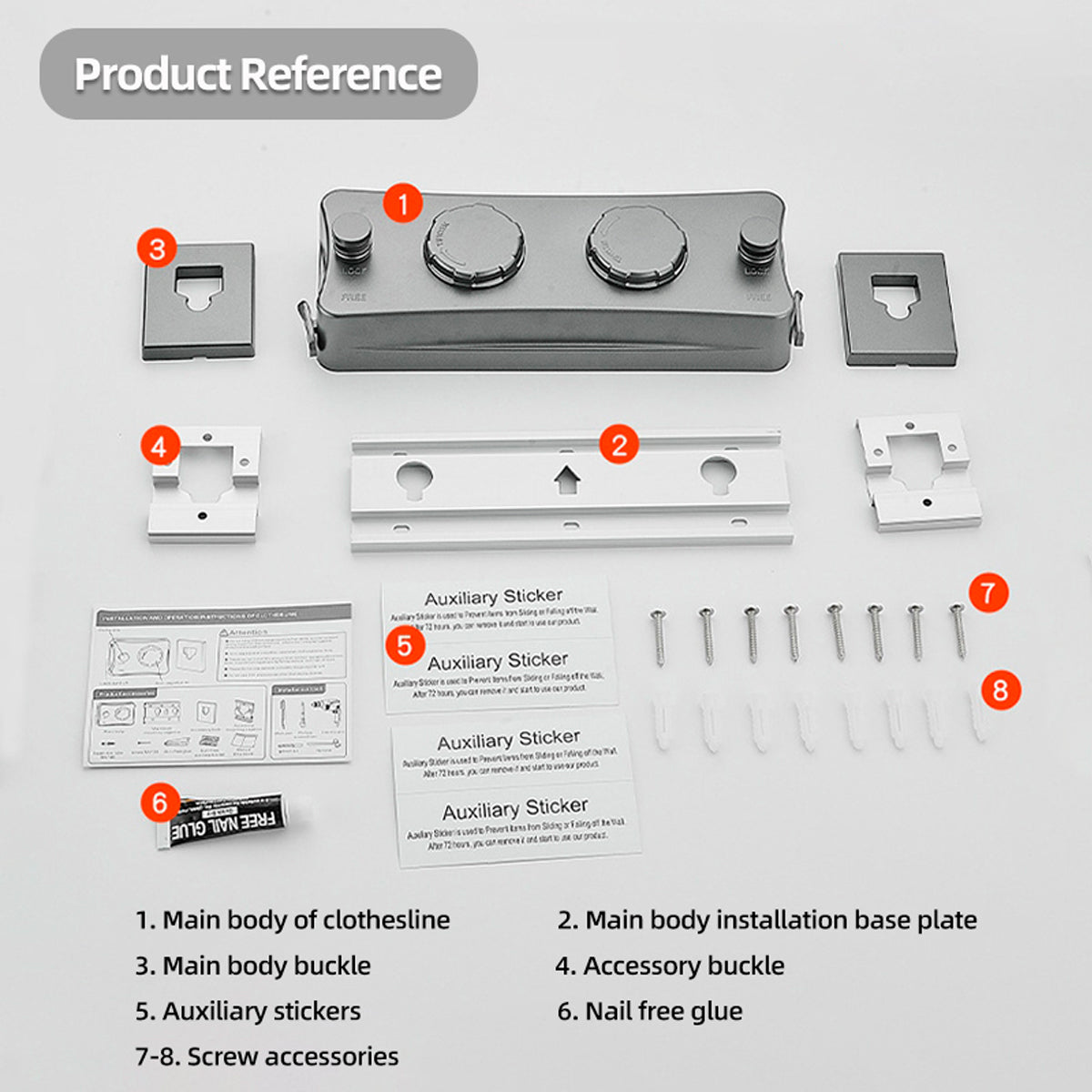 Wall Mounted Retractable Clothes Drying Line (Two line,White, Black, Grey)