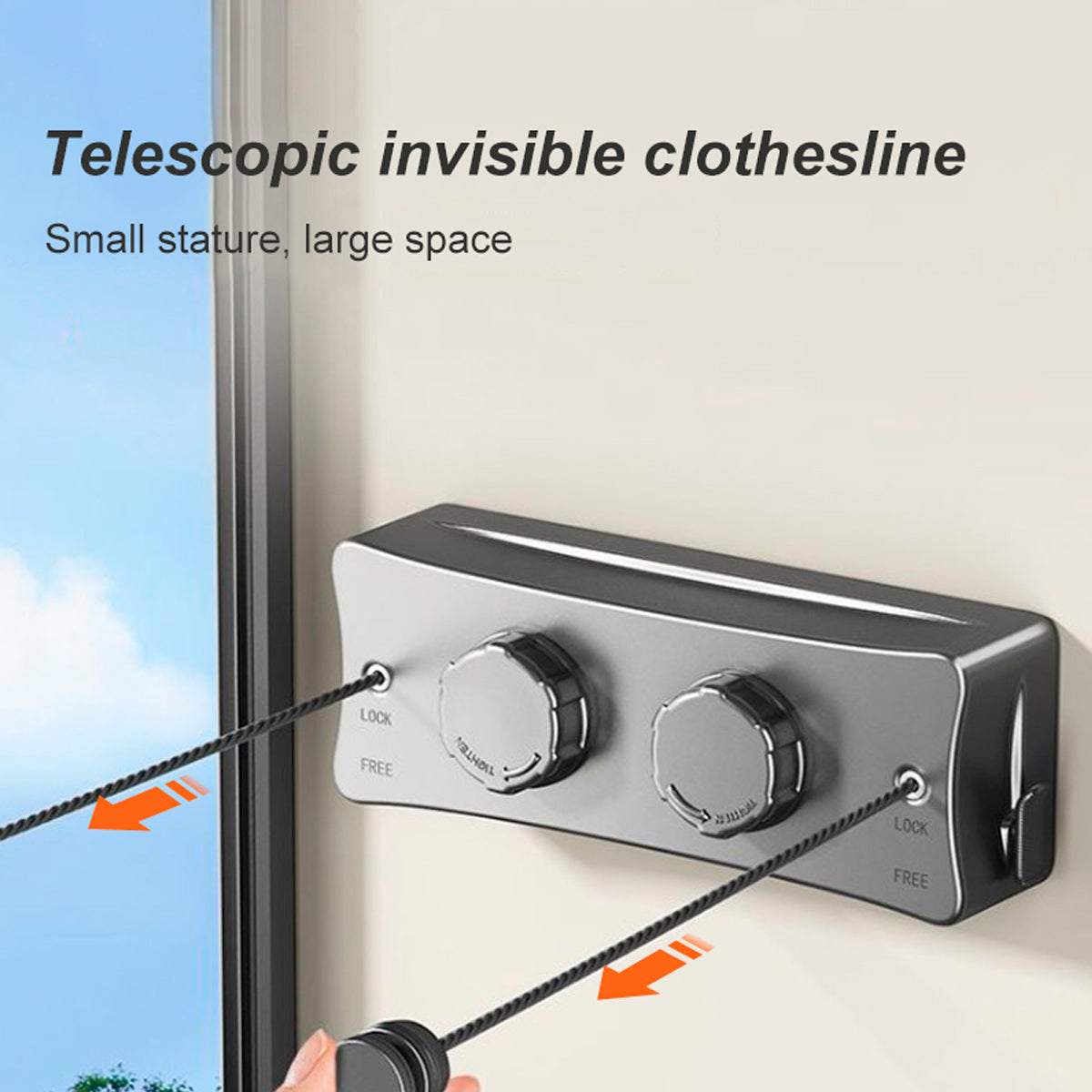 Wall Mounted Retractable Clothes Drying Line (Two line,White, Black, Grey)