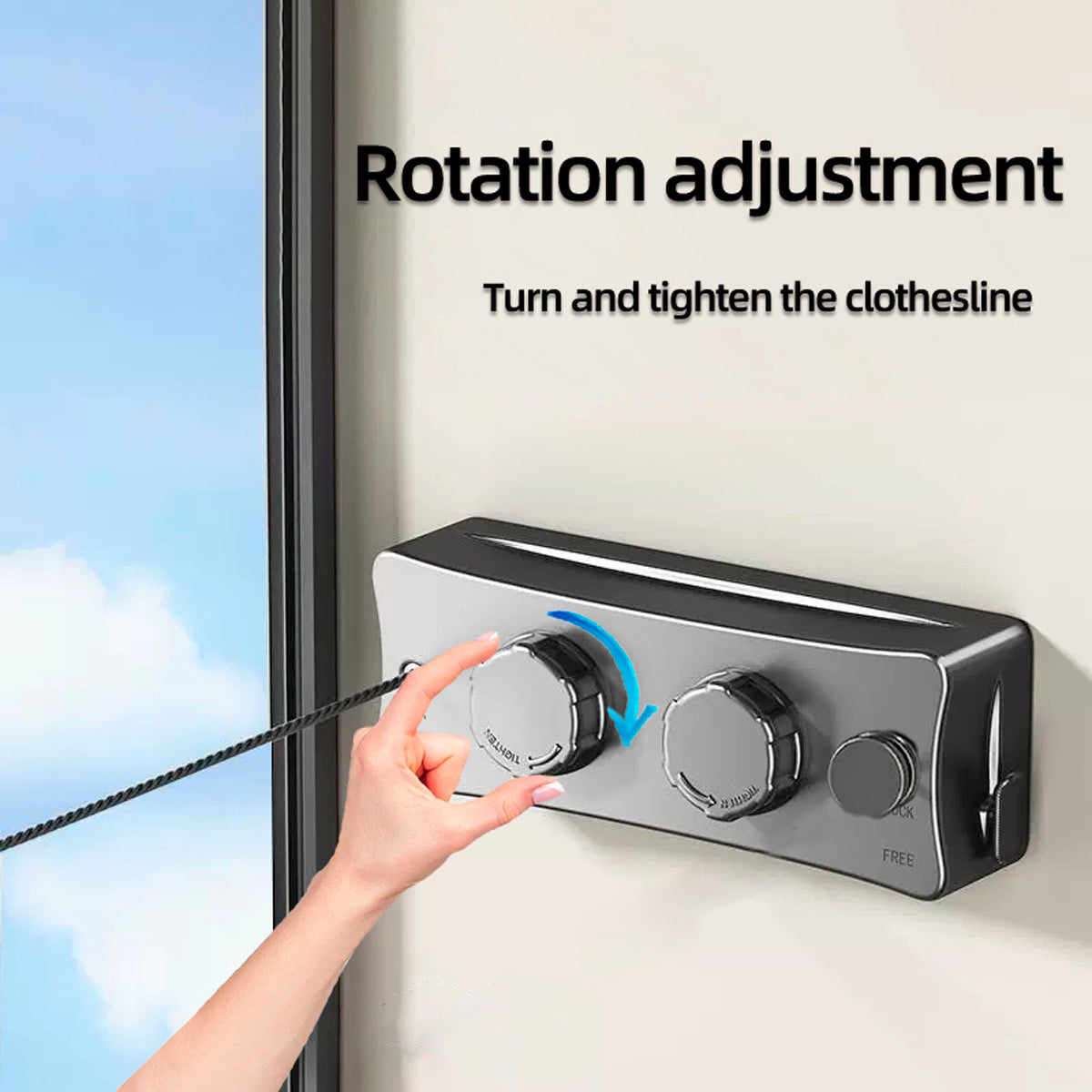 Wall Mounted Retractable Clothes Drying Line (Two line,White, Black, Grey)