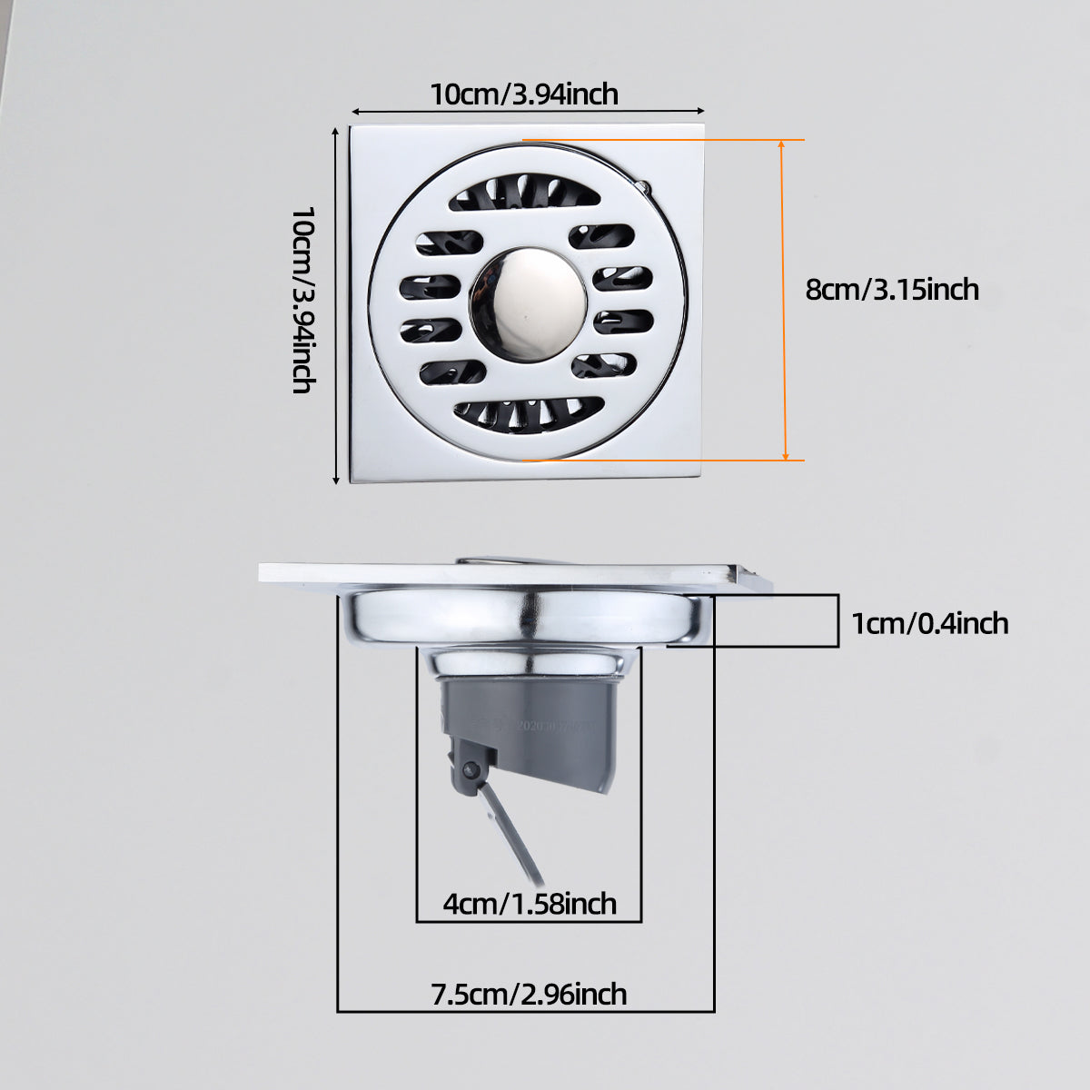 4 Inch(10 * 10cm) Thickened Square Floor Drain