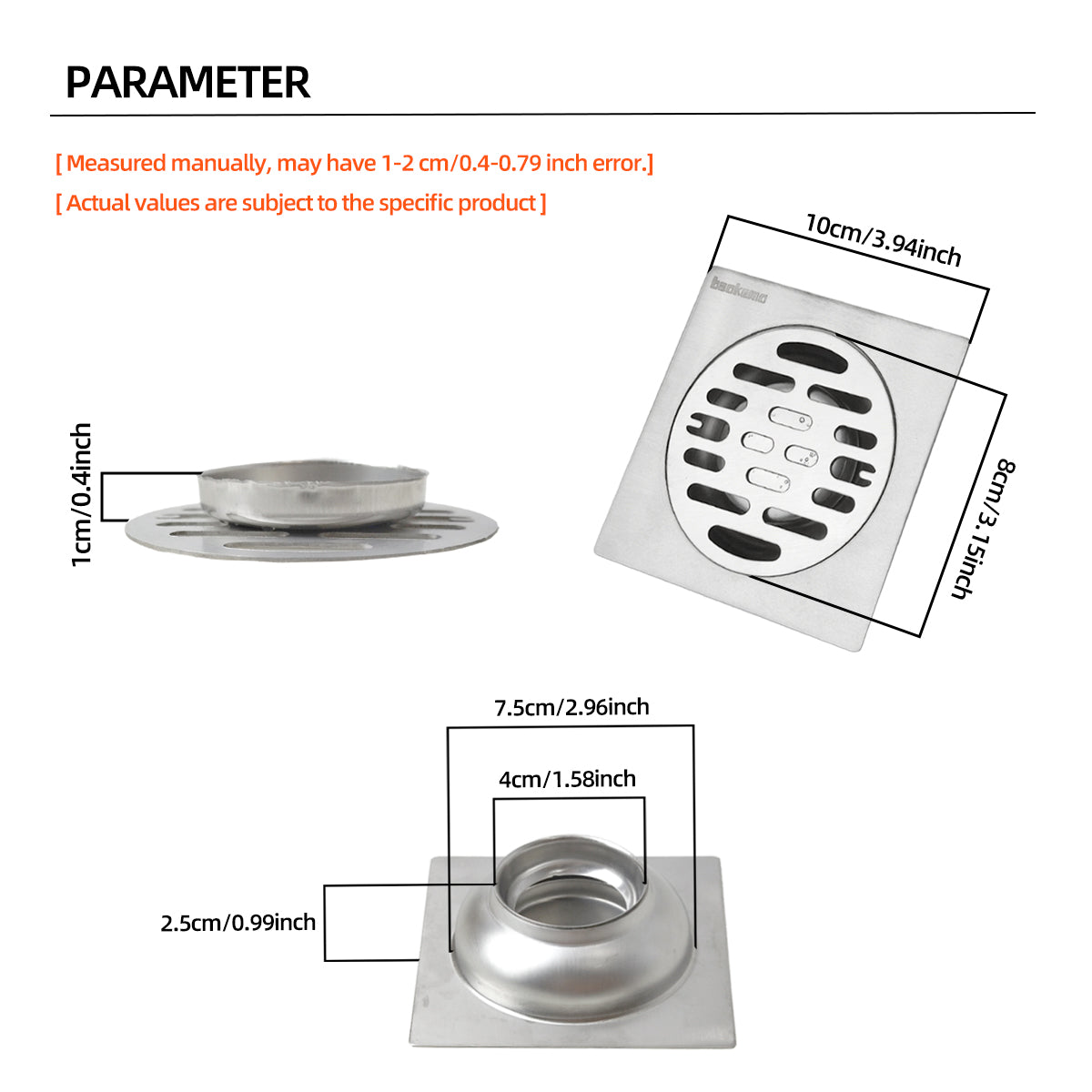 Square Stainless Steel Floor Drain Multi functional Bathroom Accessory ﻿