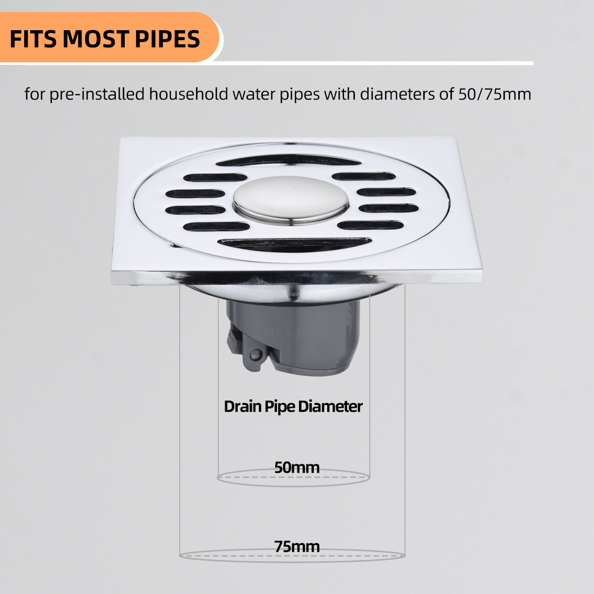 4 Inch(10 * 10cm) Thickened Square Floor Drain