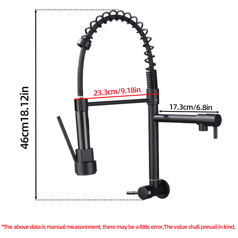 Single-Handle Single Cold Pull-Out Kitchen Faucet Wall Mount Mixer Tap with Two Spray Modes