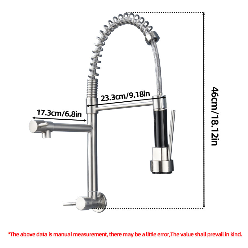 Single-Handle Single Cold Pull-Out Kitchen Faucet Wall Mount Mixer Tap with Two Spray Modes