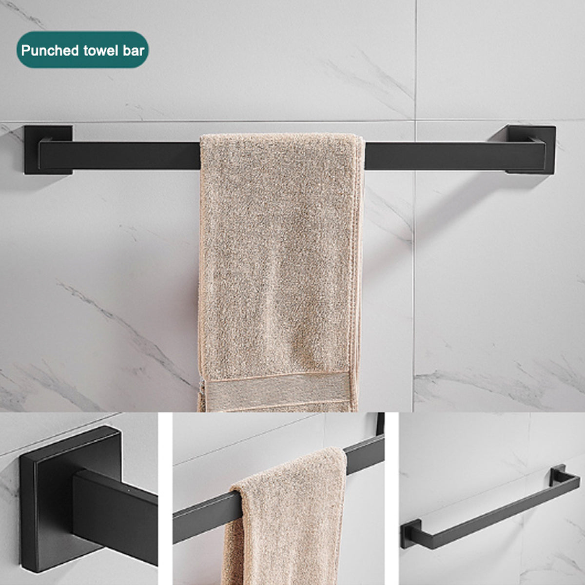 Bathroom Hardware Accessories Kit - Includes Towel Rack, Hooks & Shelf