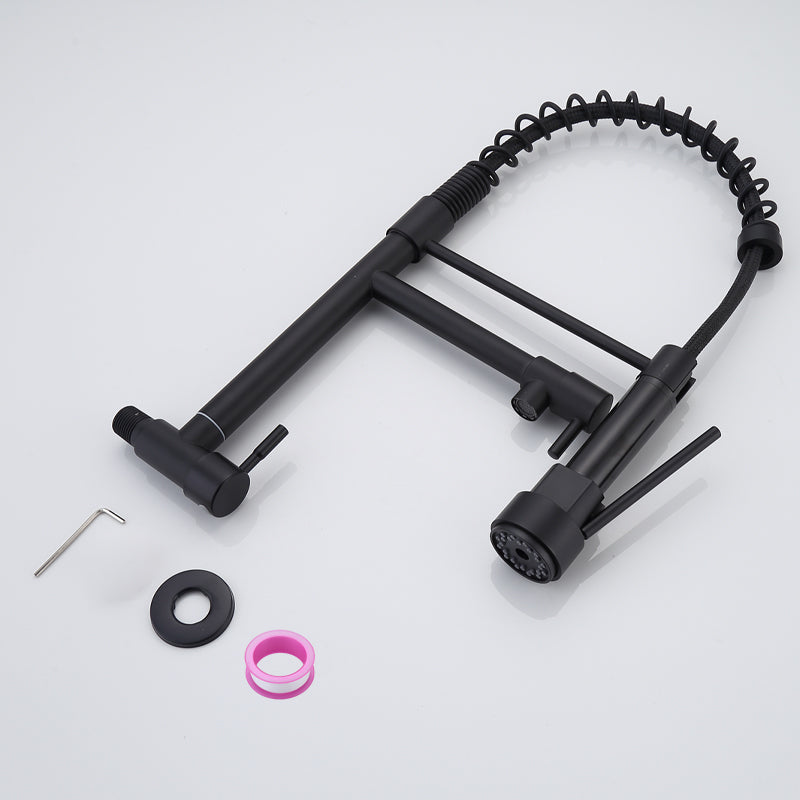 Single-Handle Single Cold Pull-Out Kitchen Faucet Wall Mount Mixer Tap with Two Spray Modes