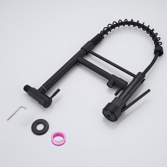 Single-Handle Single Cold Pull-Out Kitchen Faucet Wall Mount Mixer Tap with Two Spray Modes