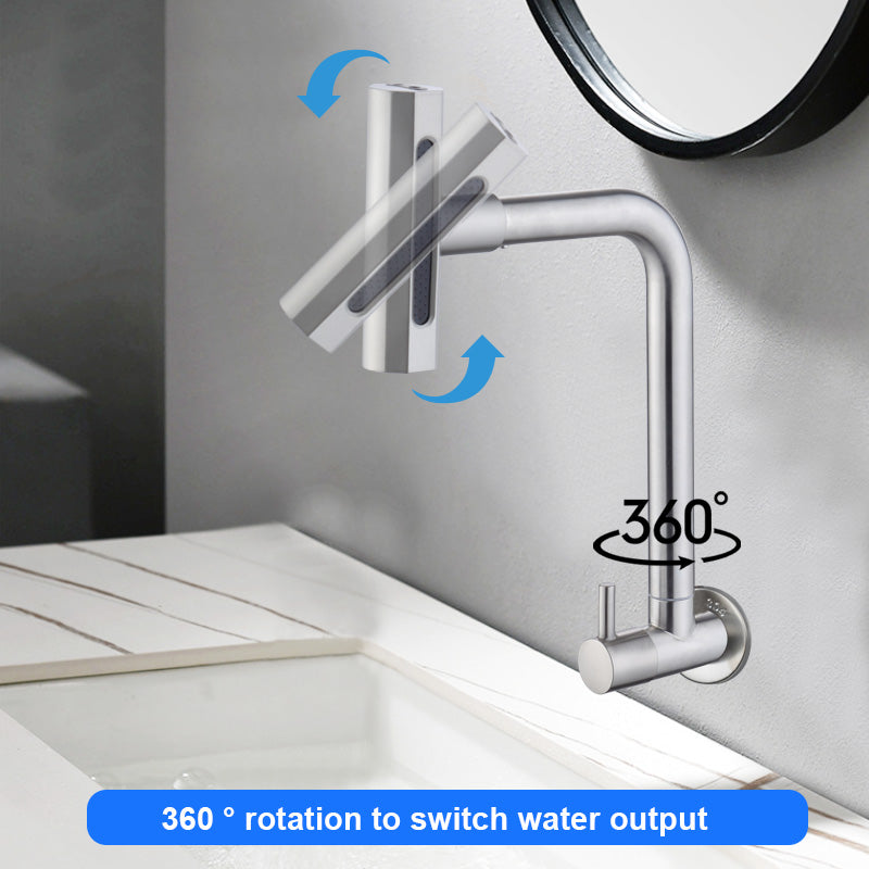 ﻿ 4 - in - 1 Water Outlet Modes Wall - Mounted Single Cold Faucet, 360° Rotatable Design for Smooth Switching