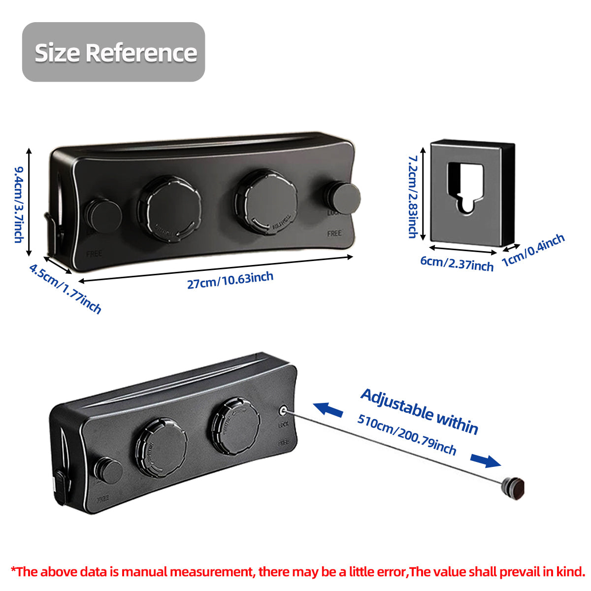 Wall Mounted Retractable Clothes Drying Line (Two line,White, Black, Grey)