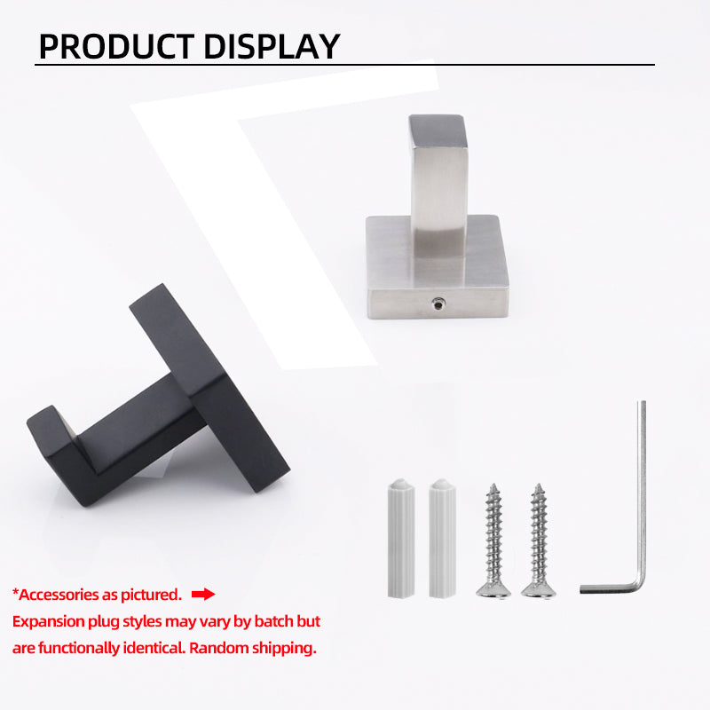 Square Towel Hook - 2 Pack Stainless Steel Wall Mount for Bathroom/Kitchen
