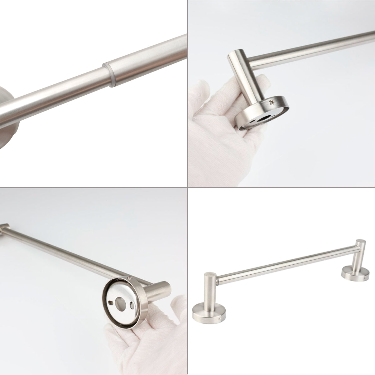 Stainless steel extendable towel rack, kitchen and bathroom towel bar, adjustable perforated wall mounted