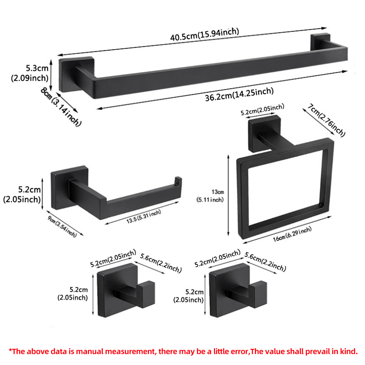 Bathroom Hardware Accessories Kit - Includes Towel Rack, Hooks & Shelf
