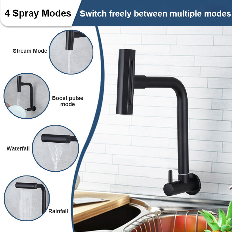 ﻿ 4 - in - 1 Water Outlet Modes Wall - Mounted Single Cold Faucet, 360° Rotatable Design for Smooth Switching