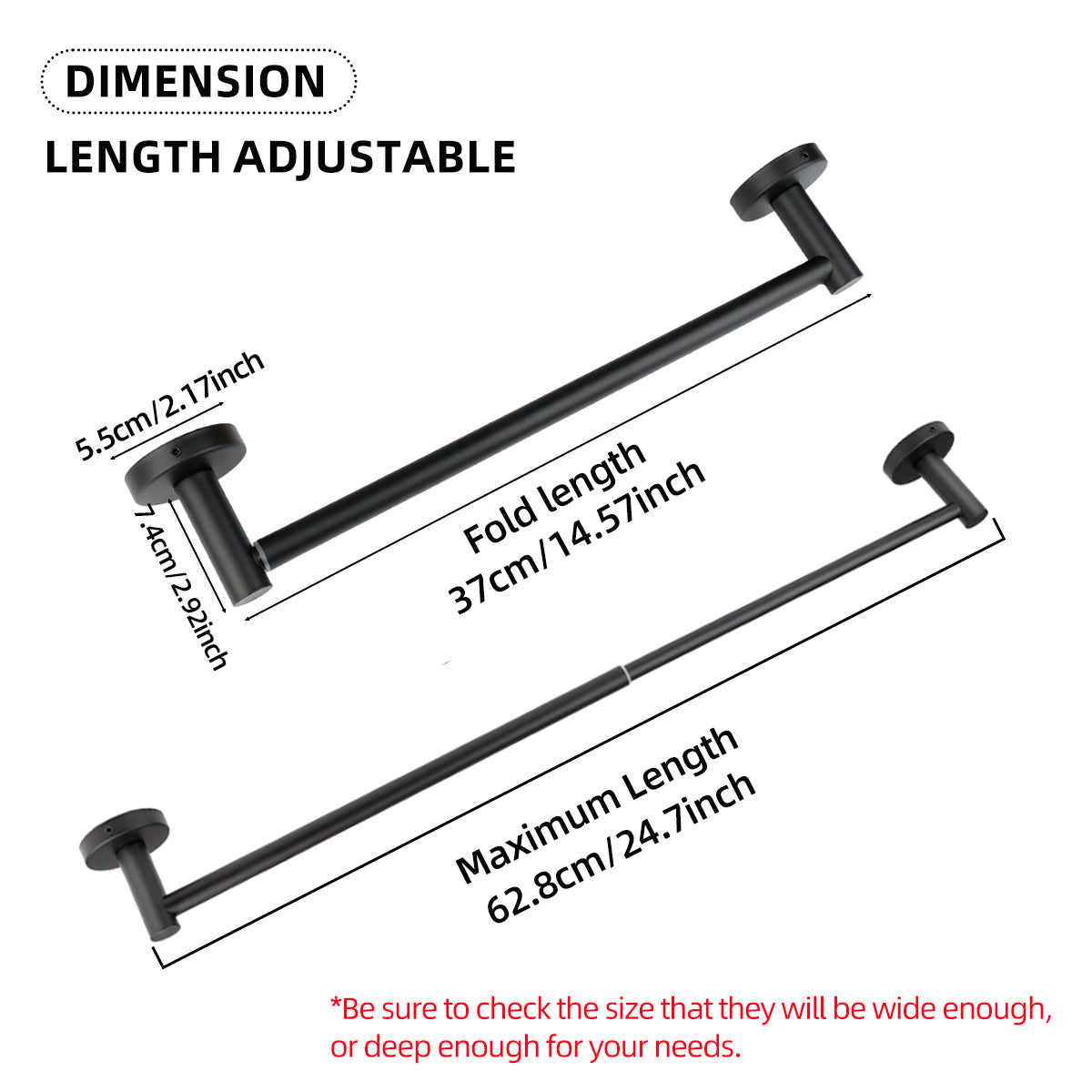 Stainless steel extendable towel rack, kitchen and bathroom towel bar, adjustable perforated wall mounted