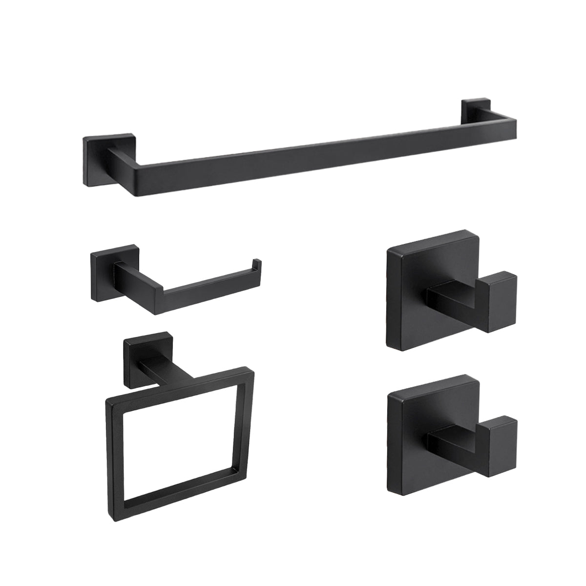 Bathroom Hardware Accessories Kit - Includes Towel Rack, Hooks & Shelf