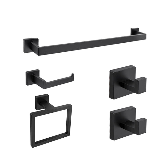 Bathroom Hardware Accessories Kit - Includes Towel Rack, Hooks & Shelf